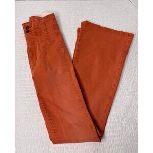 NWT Free People Jayde Flare Leg High Rise Western BoHo Rust Pant SZ 24